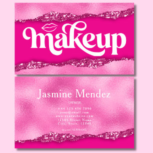 Pink Glitter Makeup Artist Studio Business Card