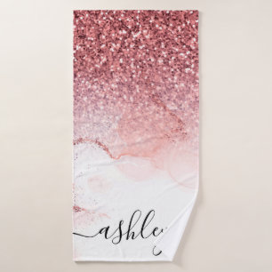 Pink Glitter Marble Bath Towel