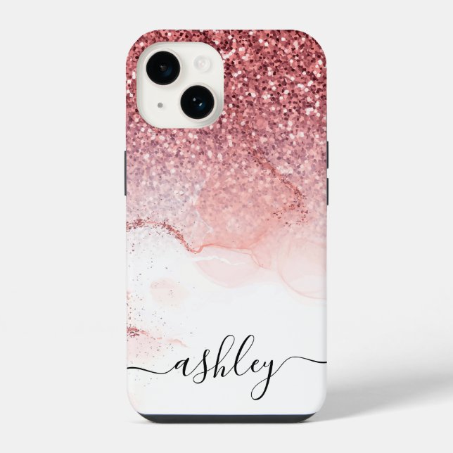 Pink Glitter Marble iPhone Case (Back)