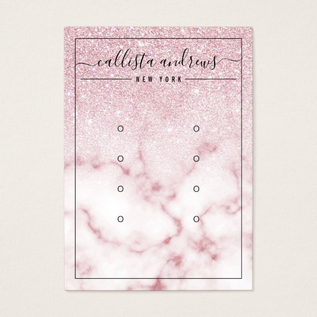 Pink Glitter Marble Ombre Earrings Display Card (Front)