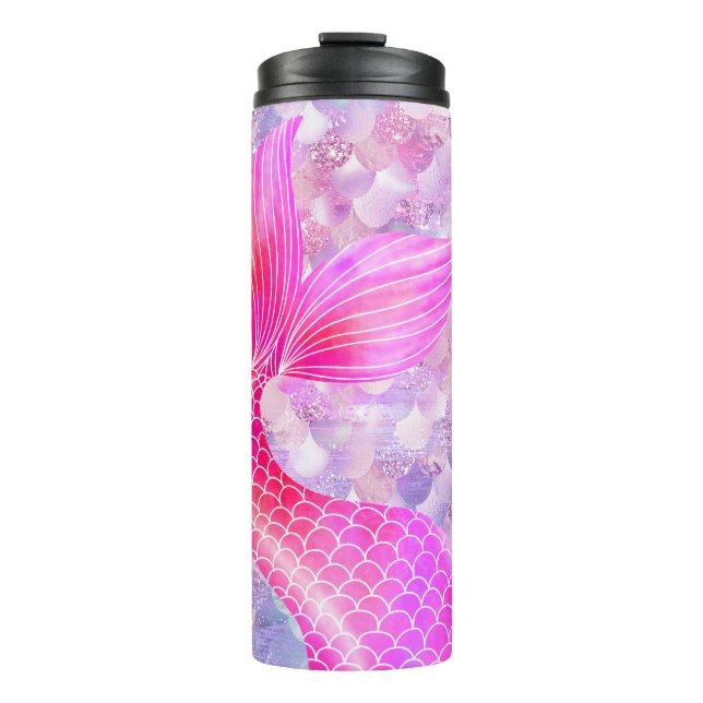 Pink Glitter Mermaid Tail  Thermal Tumbler (Front)