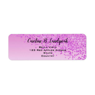 Pink Glitter Modern Gradient Return Address