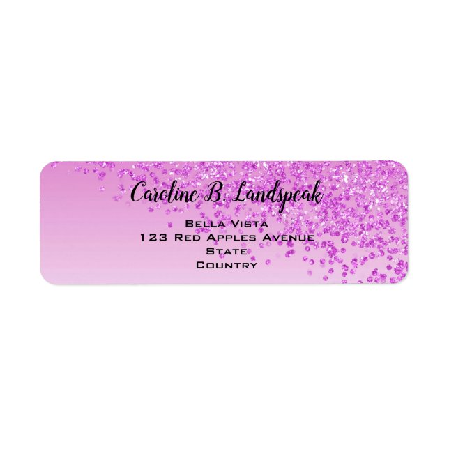 Pink Glitter Modern Gradient Return Address (Front)