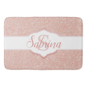 Pink Glitter Monogram Bath Mat