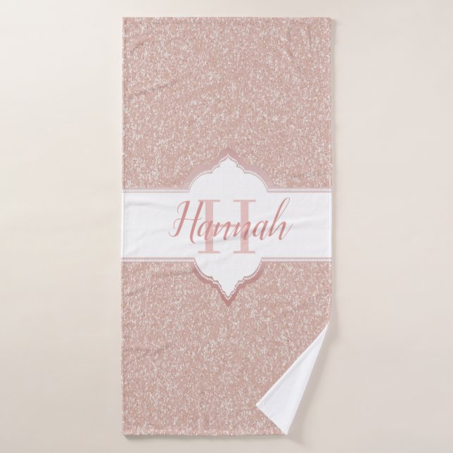 Pink Glitter Monogram Bath Towels (Bath Towel)