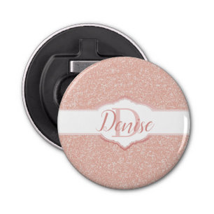 Pink Glitter Monogram Bottle Opener