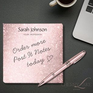 Pink Glitter Monogram Personalised Name  Post-it Notes