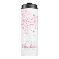 Pink glitter monogram white