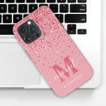 Pink Glitter Monogrammed Stylish Script Name iPhone 13 Pro Case<br><div class="desc">Pink Glitter Monogrammed Stylish Script Name iPhone 13 Pro Case. Edit using the design tool to adjust font size if necessary.</div>