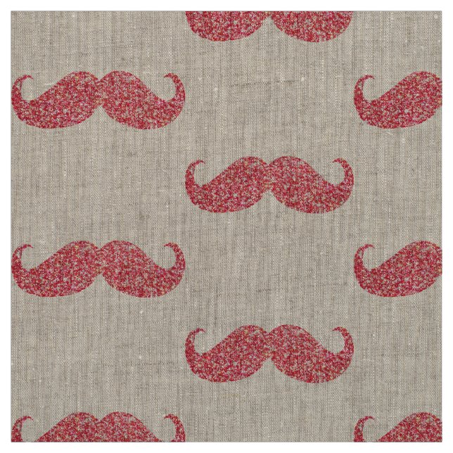 Pink Glitter Moustache Fabric (Swatch)