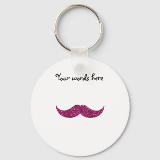 pink glitter moustache key ring