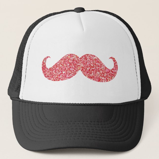Pink Glitter Moustache Trucker Hat (Front)