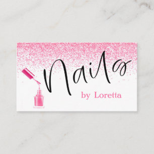 Pink Glitter Nails Business Card
