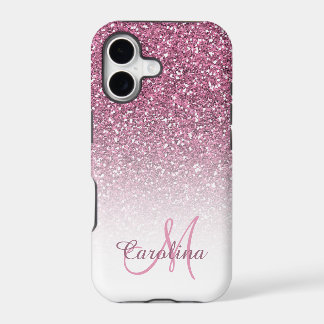 Pink Glitter, Name and Monogram, Girly