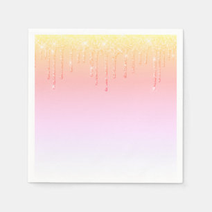 Pink Glitter Ombré Glam Sparkles Pretty Party Napkin