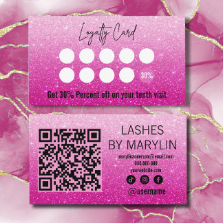 Pink  Glitter Ombre Lash Technician  Loyalty Card