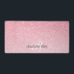 Pink Glitter Ombre Monogrammed Girly Desk Mat<br><div class="desc">Elegant and impressive monogram desk mat featuring a feminine pink sparkling glitter ombre background Customise it with two lines of custom text in elegant modern simple style typography . A chic design for any beauty salons, hairdressers, fashion boutiques, wedding planners, jewellery designers, interior designers, female lawyer and attorney, and for...</div>