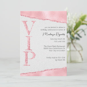 Pink Glitter on Satin Glamourous VIP Party Invitation
