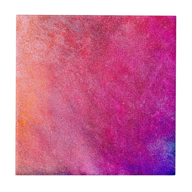 Pink Glitter Orange Abstract Cool Pattern Modern Tile (Front)