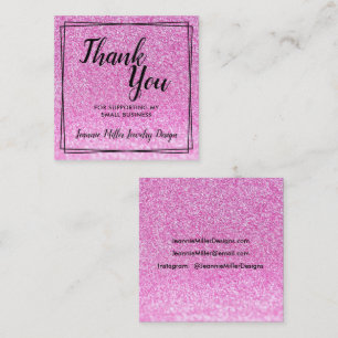 Pink Glitter Order Thank You Square Business Card