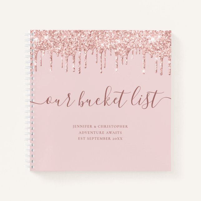Pink Glitter Our Bucket List Couple's Notebook (Front)