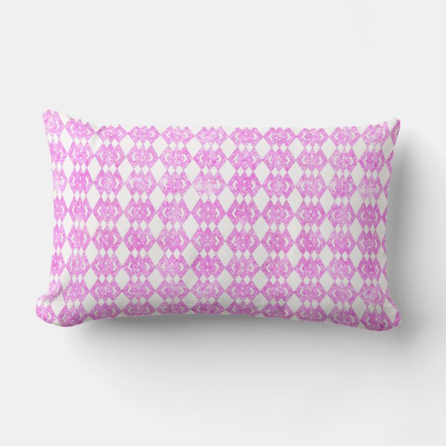 Pink Glitter Overlap Diamond Pattern Lumbar Cushion (Front)
