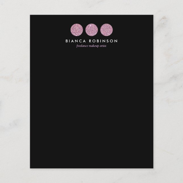 Pink Glitter Palette for Freelance Makeup Artist Flyer (Front)