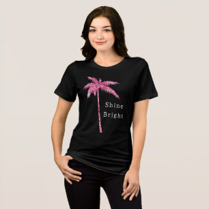 Pink Glitter Palm Tree Tri-Blend Shirt