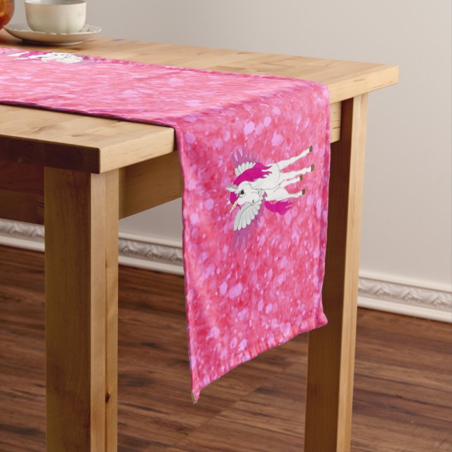 Pink Glitter Pastel  Unicorn Party Theme Long Table Runner (In Situ)