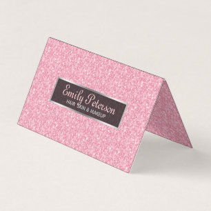 Pink Glitter Pattern And Black Silver Accents Business Card