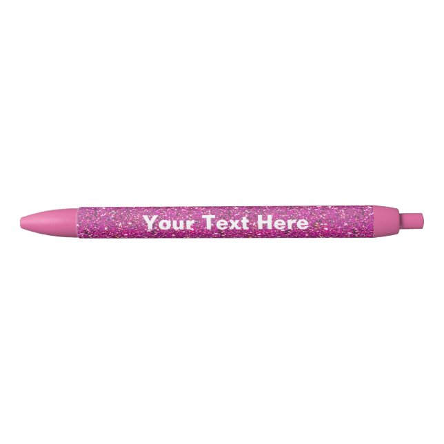 Pink glitter pen with personalised custom text (Front)