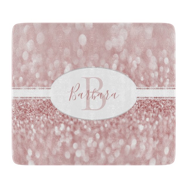 Pink Glitter Personalise Cutting Board (Front)