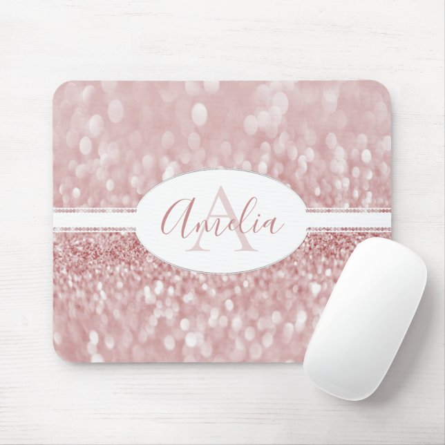 Pink Glitter Personalise Mouse Pad (With Mouse)