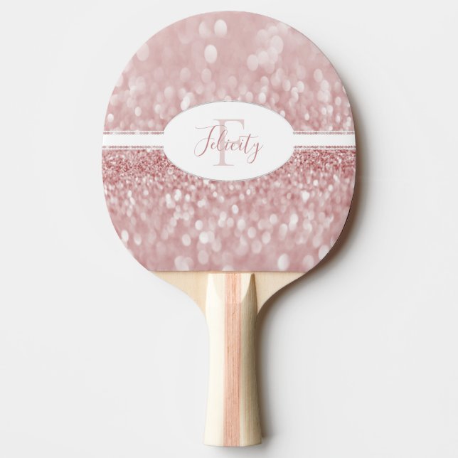 Pink Glitter Personalise Ping Pong Paddle (Front)