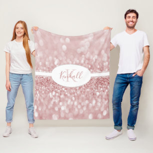 Pink Glitter Personalise Throw Blanket