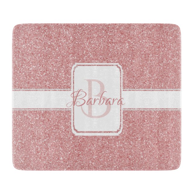 Pink Glitter Personalised Cutting Board (Front)