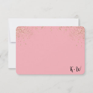 Pink Glitter Personalised Monogram Note Cards