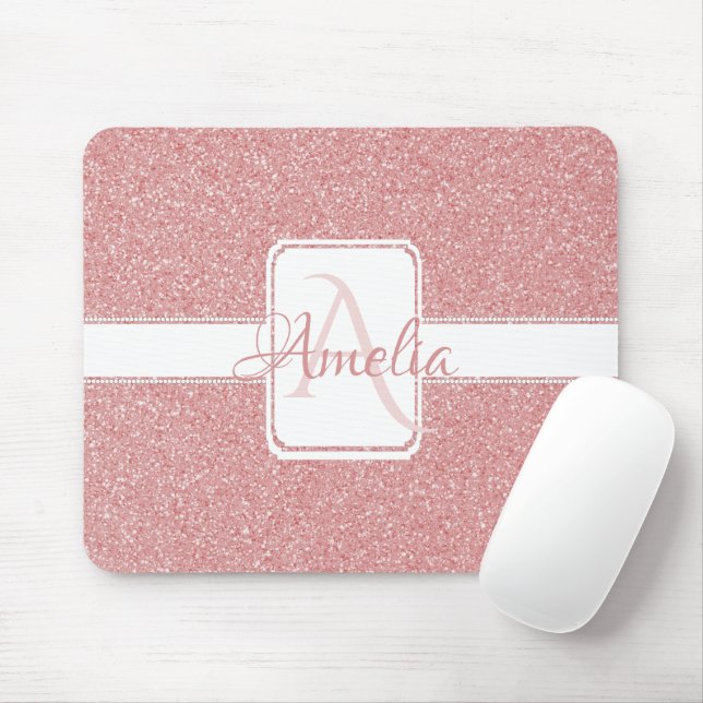Pink Glitter Personalised Mouse Pad (With Mouse)