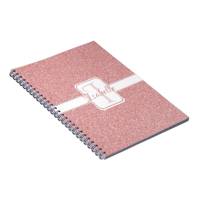 Pink Glitter Personalised Notebook (Right Side)