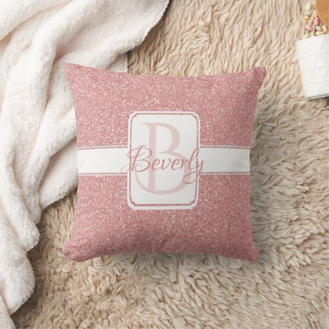 Pink Glitter Personalised Throw Pillow (Blanket)