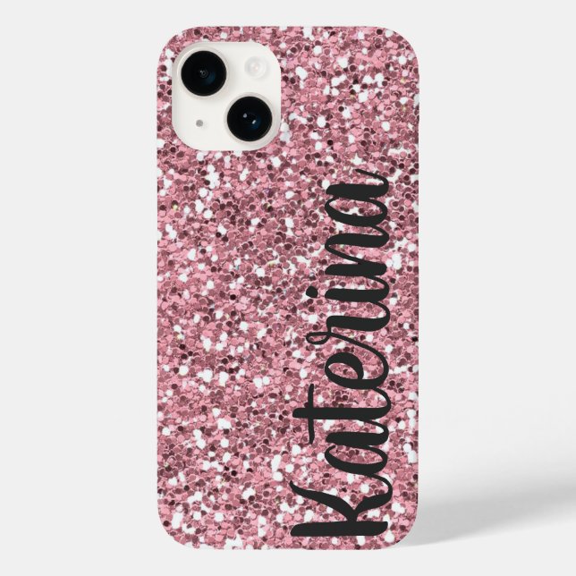 Pink Glitter Personalised with Your Name. Case-Mat Case-Mate iPhone Case (Back)