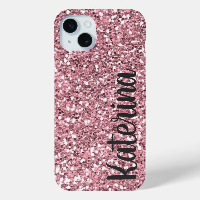 Pink Glitter Personalised with Your Name. Case-Mate iPhone Case (Back)