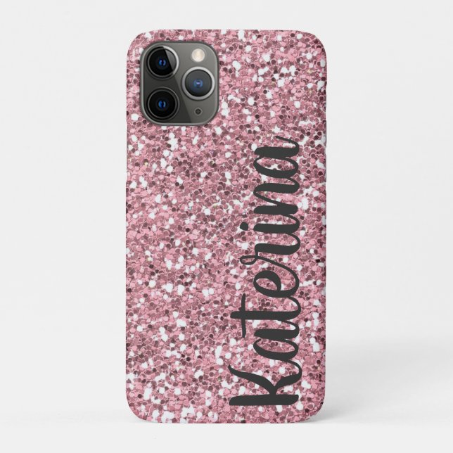 Pink Glitter Personalised with Your Name. Case-Mate iPhone Case (Back)