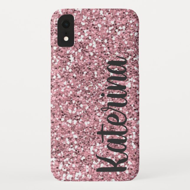 Pink Glitter Personalised with Your Name. Case-Mate iPhone Case (Back)