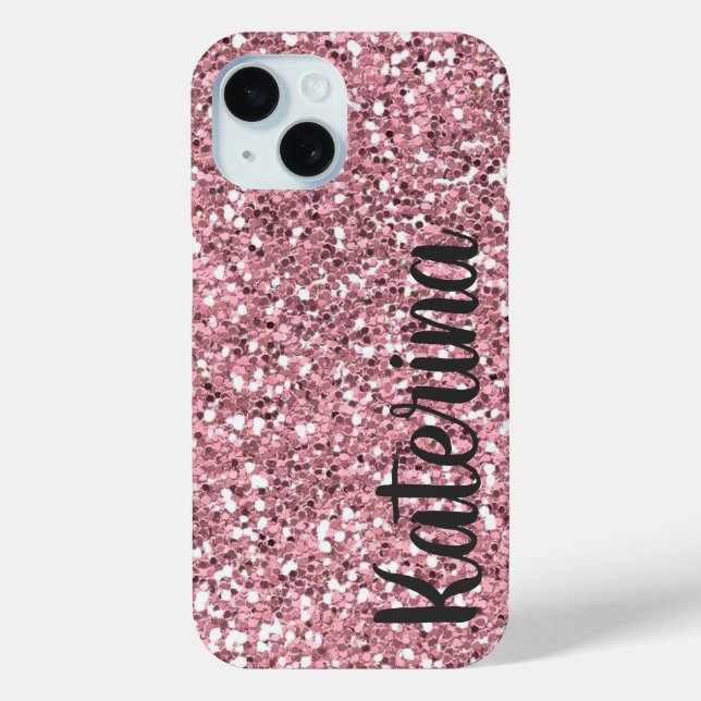 Pink Glitter Personalised with Your Name. Case-Mate iPhone Case (Back)