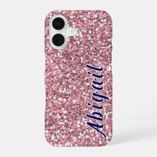 Pink Glitter Personalised with Your Name. iPhone 16 Case