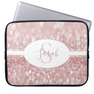 Pink Glitter Personalize Laptop Sleeve