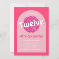 Pink Glitter Poolside Any Age Teen Hot Pink Invite