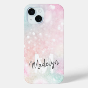 Pink Glitter Pretty Bokeh Pattern iPhone 15 Case