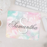 Pink Glitter Pretty Bokeh Pattern Mouse Pad<br><div class="desc">Easily personalise this pretty pink bokeh glitter pattern with your custom name and/or monogram.</div>